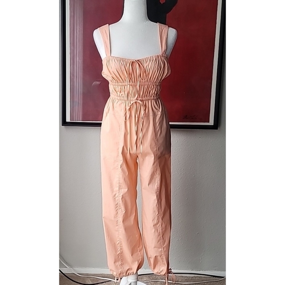 NWT INC International Concepts Ruched Jumpsuit, Size PP (0-2), Color Coral - Picture 2 of 11